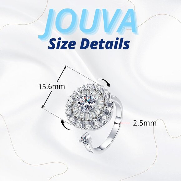 Gold Plated Silver Fidget Ring for Anxiety Women Size Adjustable Sunflower - Picture 2 of 6